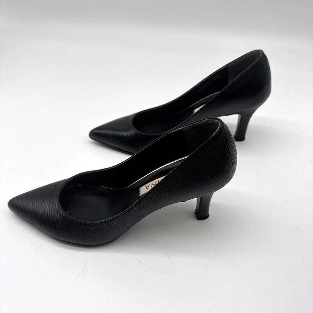 美品✨ DIANA パンプス ポインテッドトゥ 22.5 ミズシボ レザー 黒