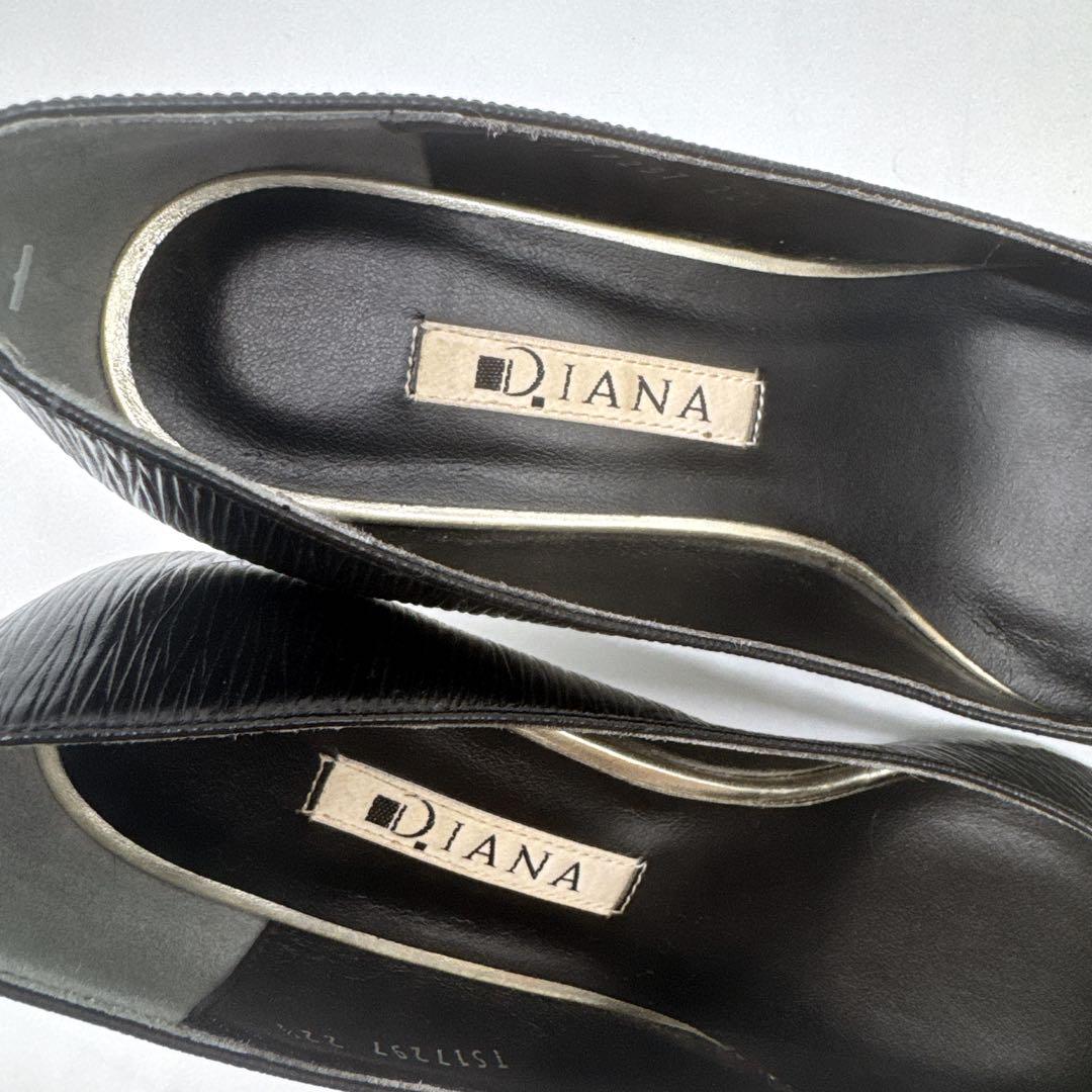 美品✨ DIANA パンプス ポインテッドトゥ 22.5 ミズシボ レザー 黒