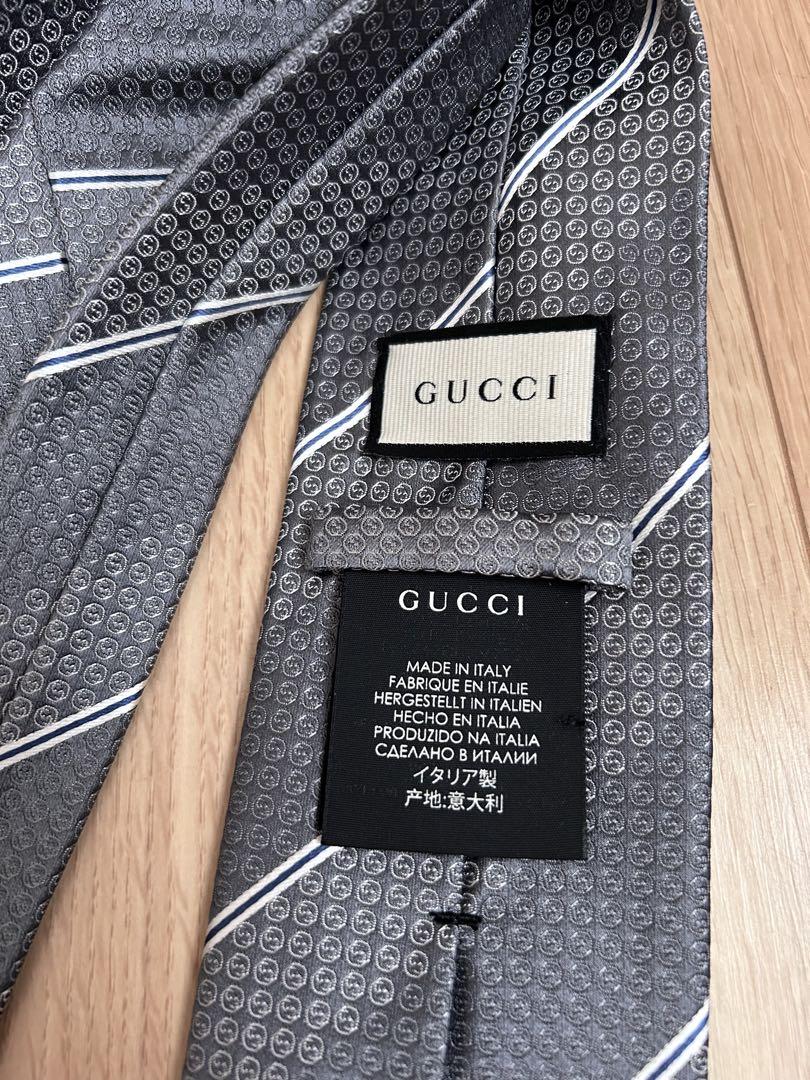 美品　GUCCI グレー系 シルクネクタイ