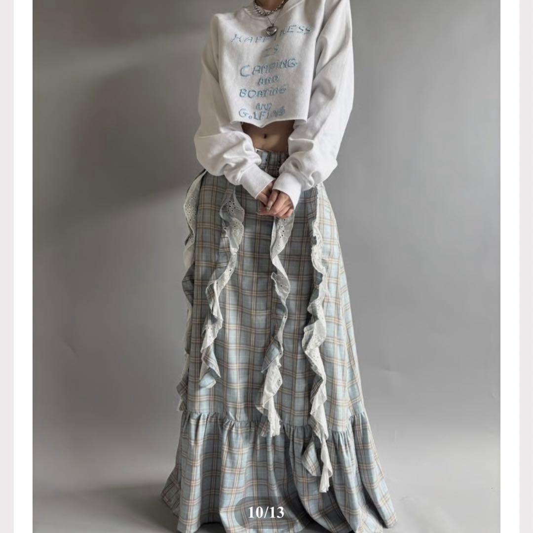 【USED】 PRETTY DAMAGE checked long Skirt 【USED】 PRETTY DAMAGE checked long Skirt