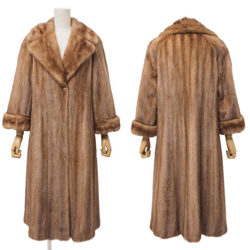 ミンク MINK リバーシブル ファーコート M相当 着丈:約109cm