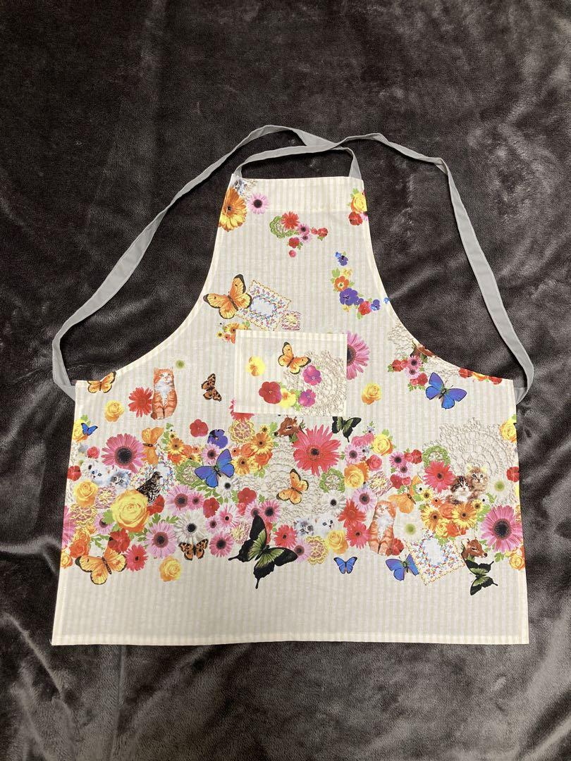 エプロン 三角巾 巾着3点セット キッズ150くらい 画像3