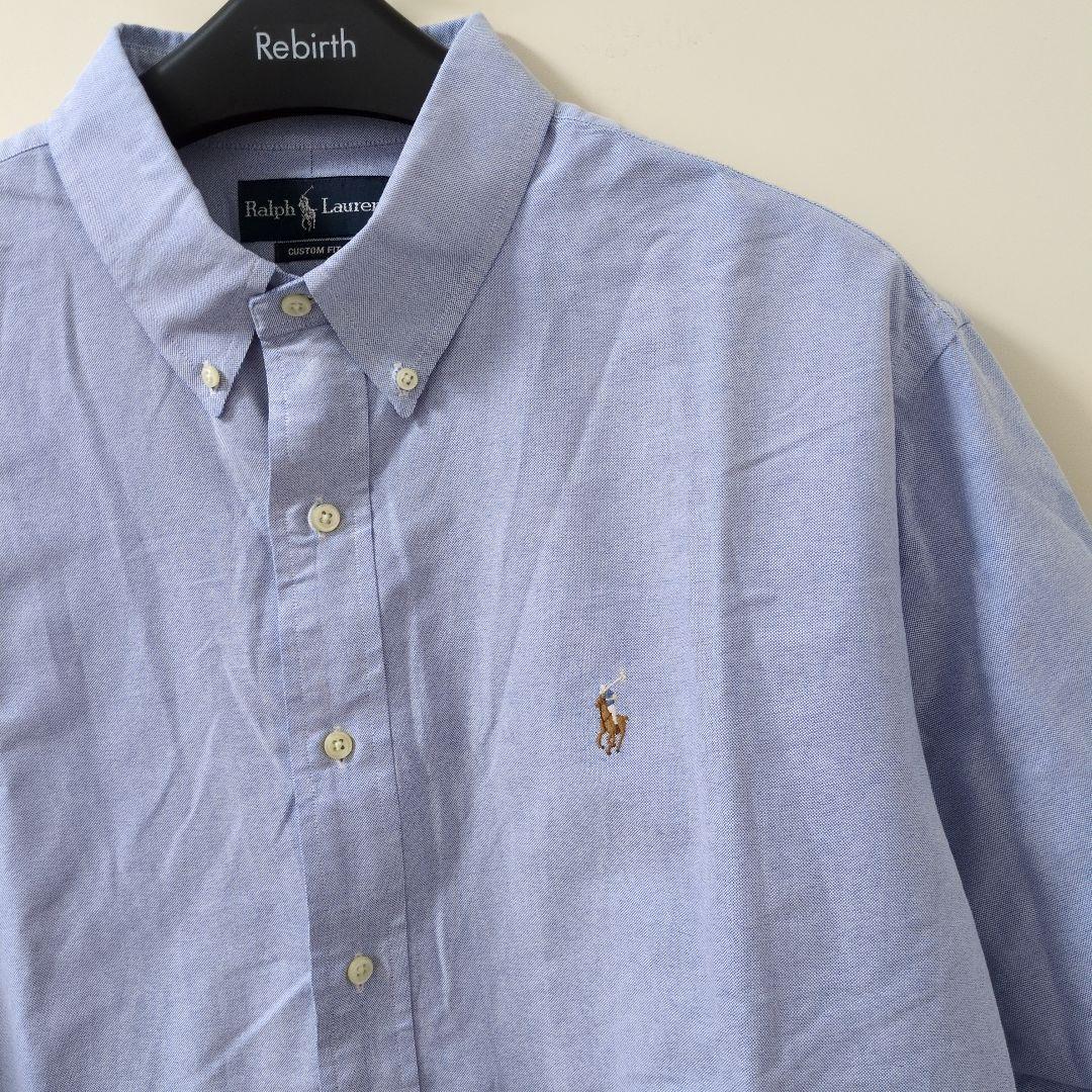 美品 Ralph Lauren カスタムフィット 半袖シャツ XXL ブルー