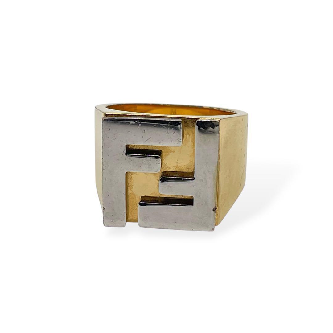 美品　FENDI フェンディ　ロゴリング　シグネットリング　ゴールド　M 22号