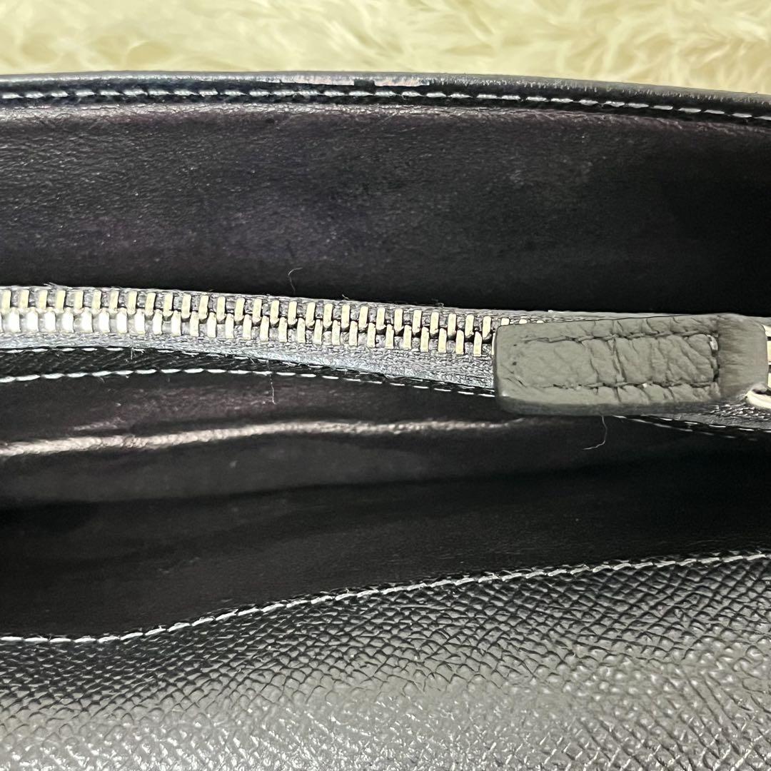 ブルガリ 長財布 サークルロゴ シルバー金具 折り財布 レザー 黒 エンジ