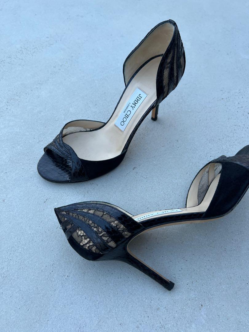 JIMMY CHOO リボン付きオープントゥヒールサンダル - メルカリ