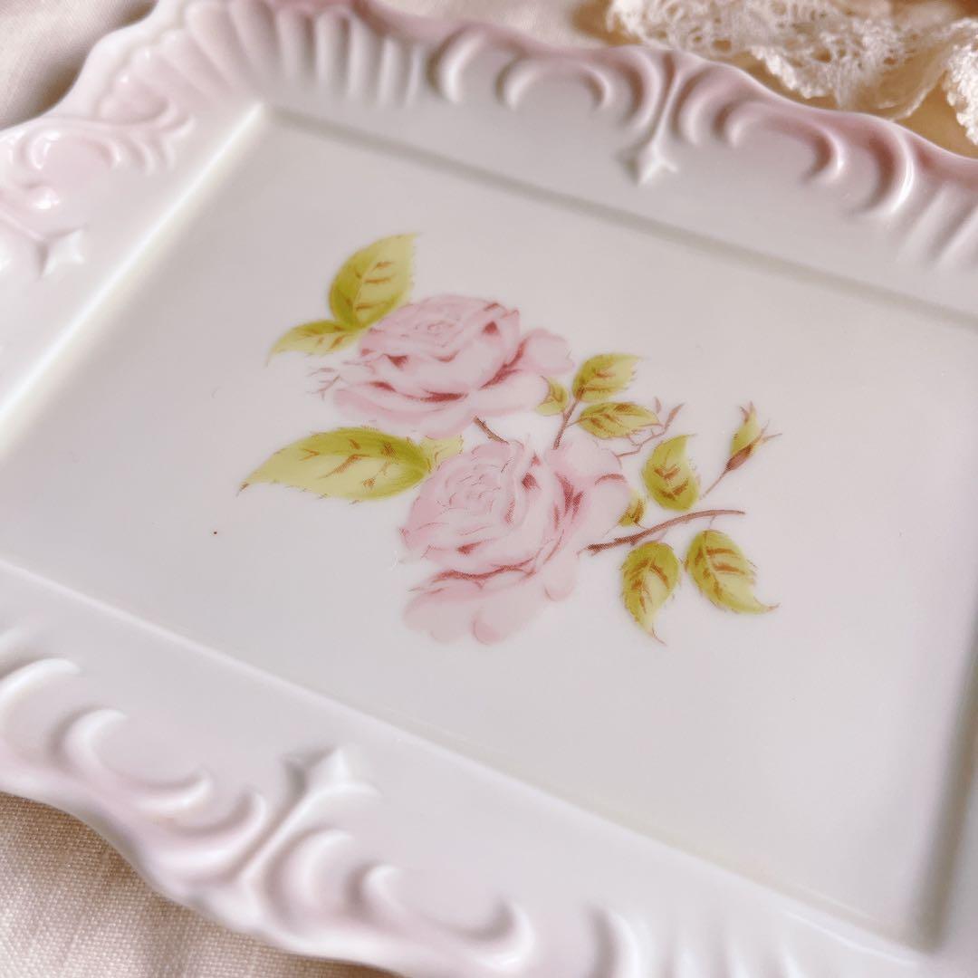 ♡イマン♡ダイアナローズプレート陶器マニーローズバスケットノリタケニトリイケア