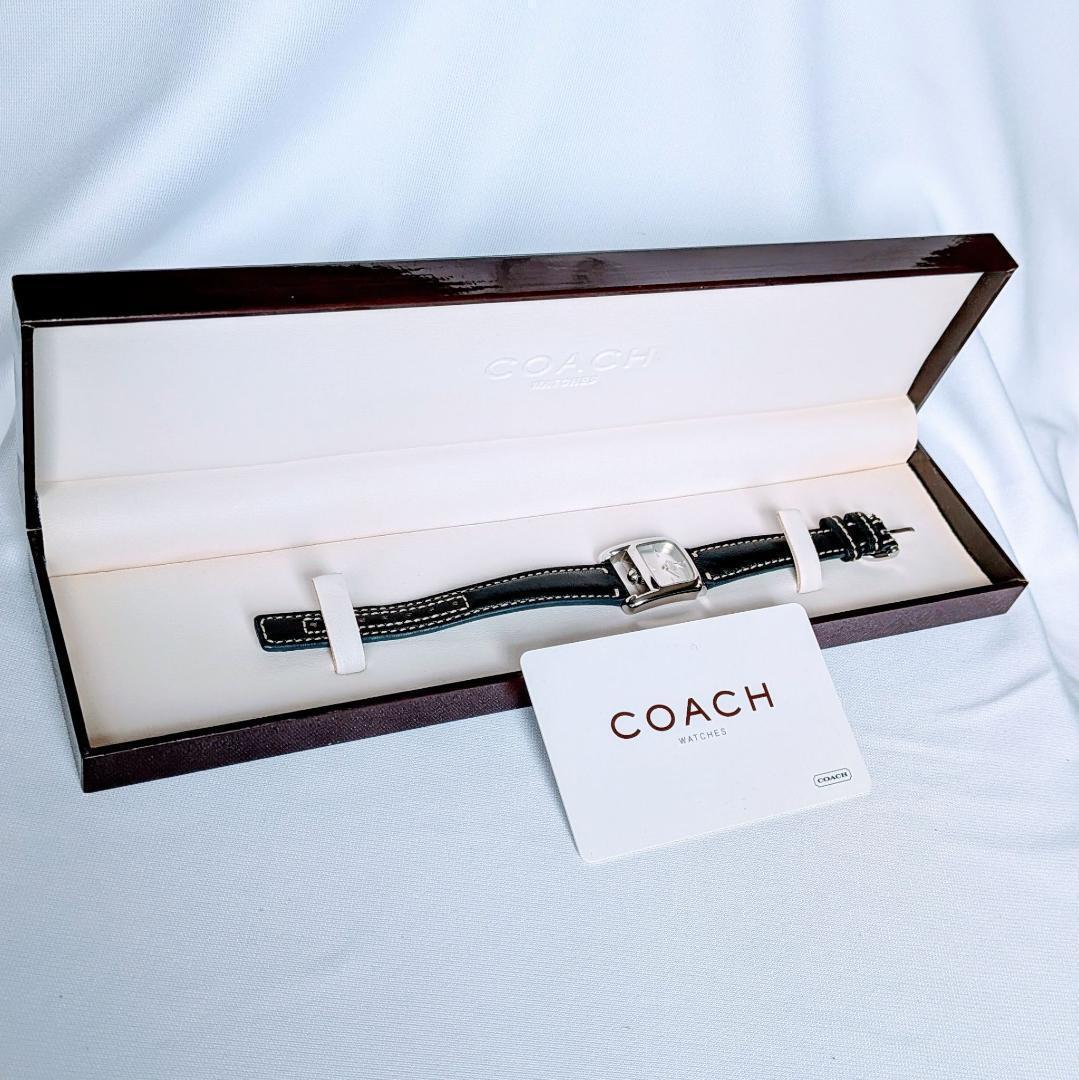 希少 COACHコーチ レディース腕時計 シルバー＆クリスタル箱付き電池交換済み 希少 COACHコーチ レディース腕時計シルバー 下リューズ箱付き