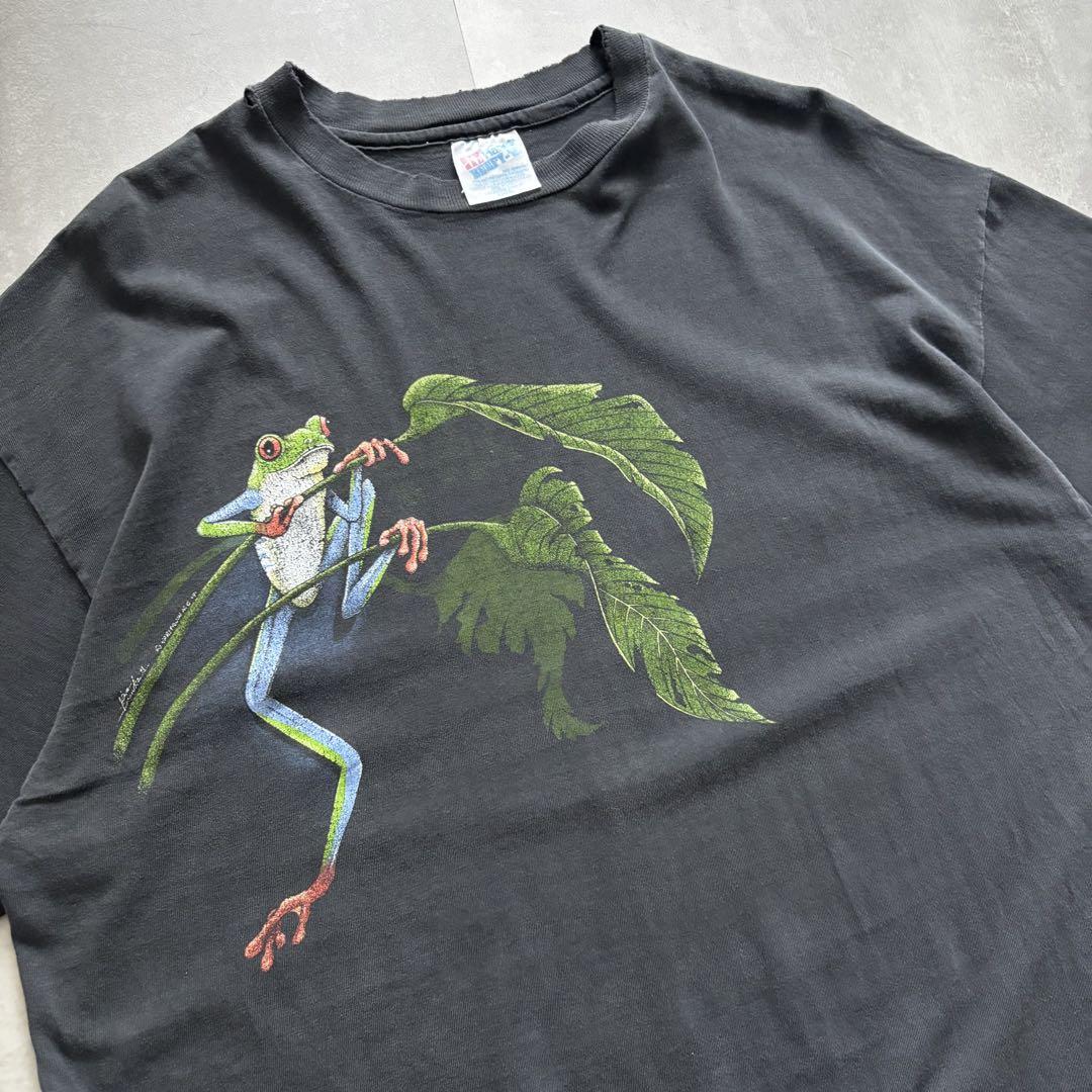 90s - vintage アニマル tシャツ 蛙 カエル USA製 ブラック