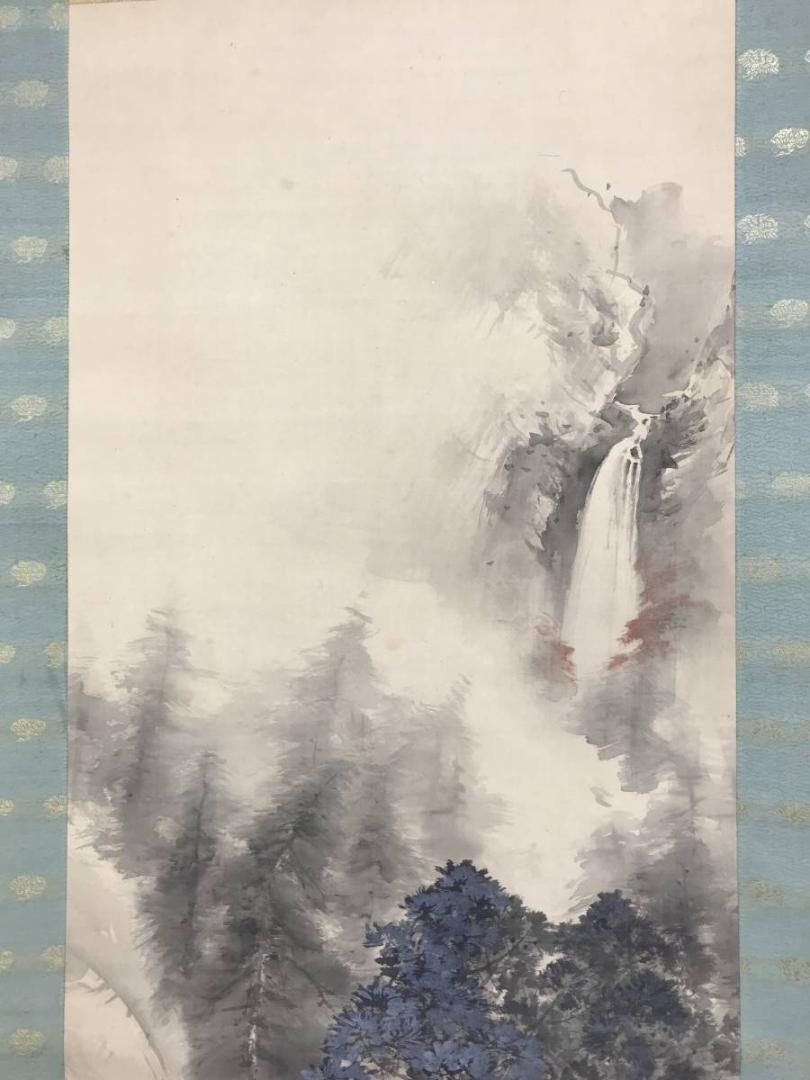 真作/五雲/紅葉山渓図/山水図/滝図/渓谷図/秋山図/掛軸☆宝船 真作/五雲/紅葉山渓図/山水図/滝図/渓谷図/秋山図/掛軸☆宝船
