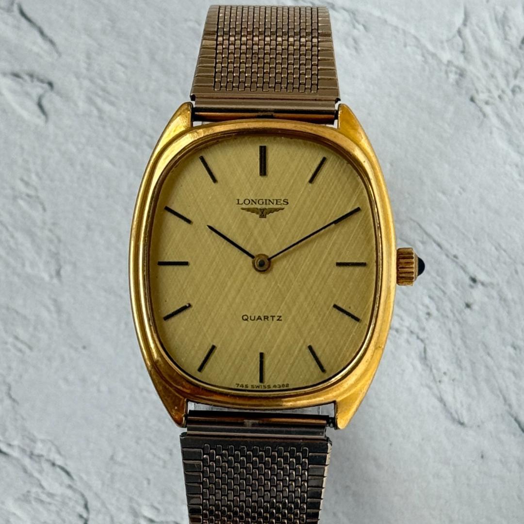 腕時計メンズ不動ロンジンLonginesクォーツ金ゴールド文字盤ジャンク訳あり