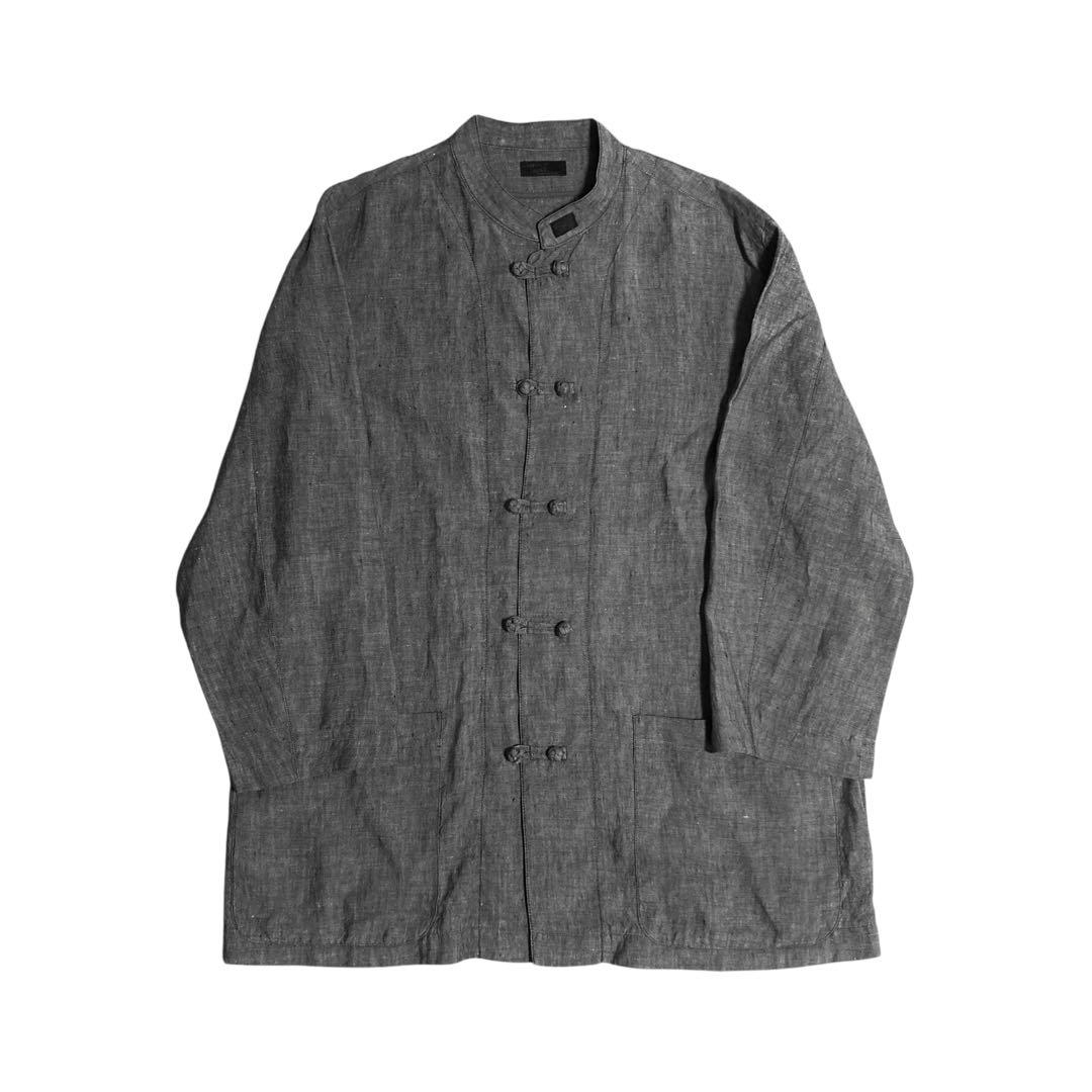 PAPAS パパス　チャイナシャツジャケット　M 麻100% 希少 PAPAS パパス リネン チャイナシャツジャケット カンフーシャツ