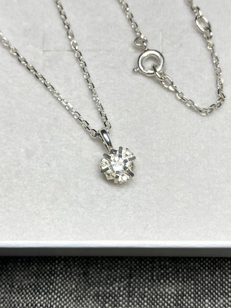 美品 ダイヤモンド（0.08ct）SV925 ネックレス（agete）