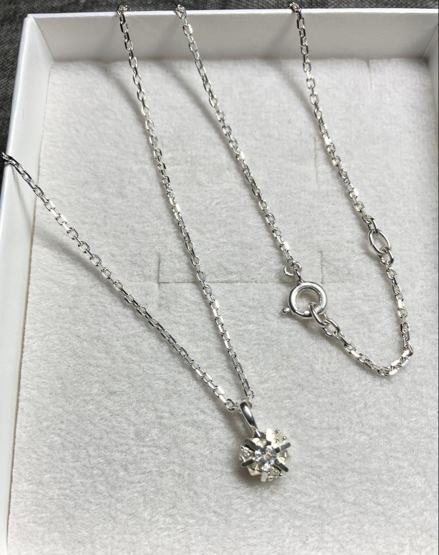 美品 ダイヤモンド（0.08ct）SV925 ネックレス（agete）
