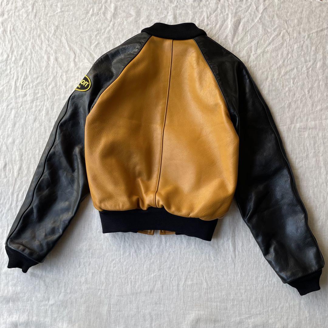 VANSON バンソン レザー スタジアム ジャケット イエロー ブラック