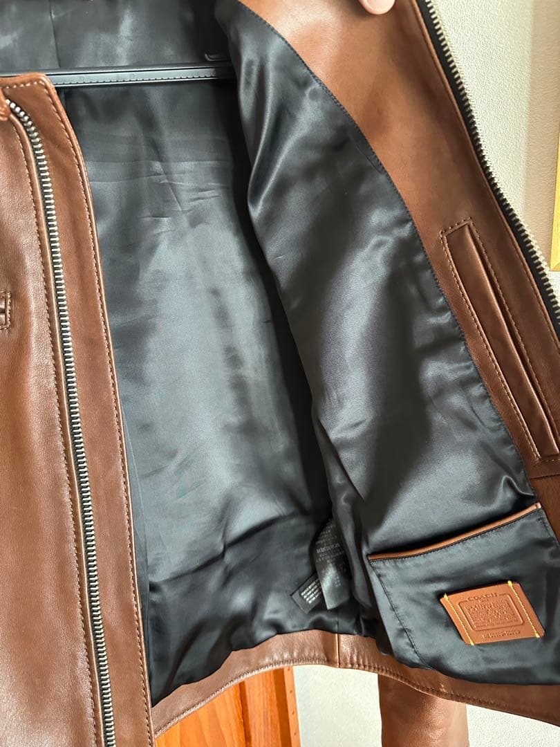 COACH レザーシングルライダースジャケット 48 COACH レザーシングルライダースジャケット 48