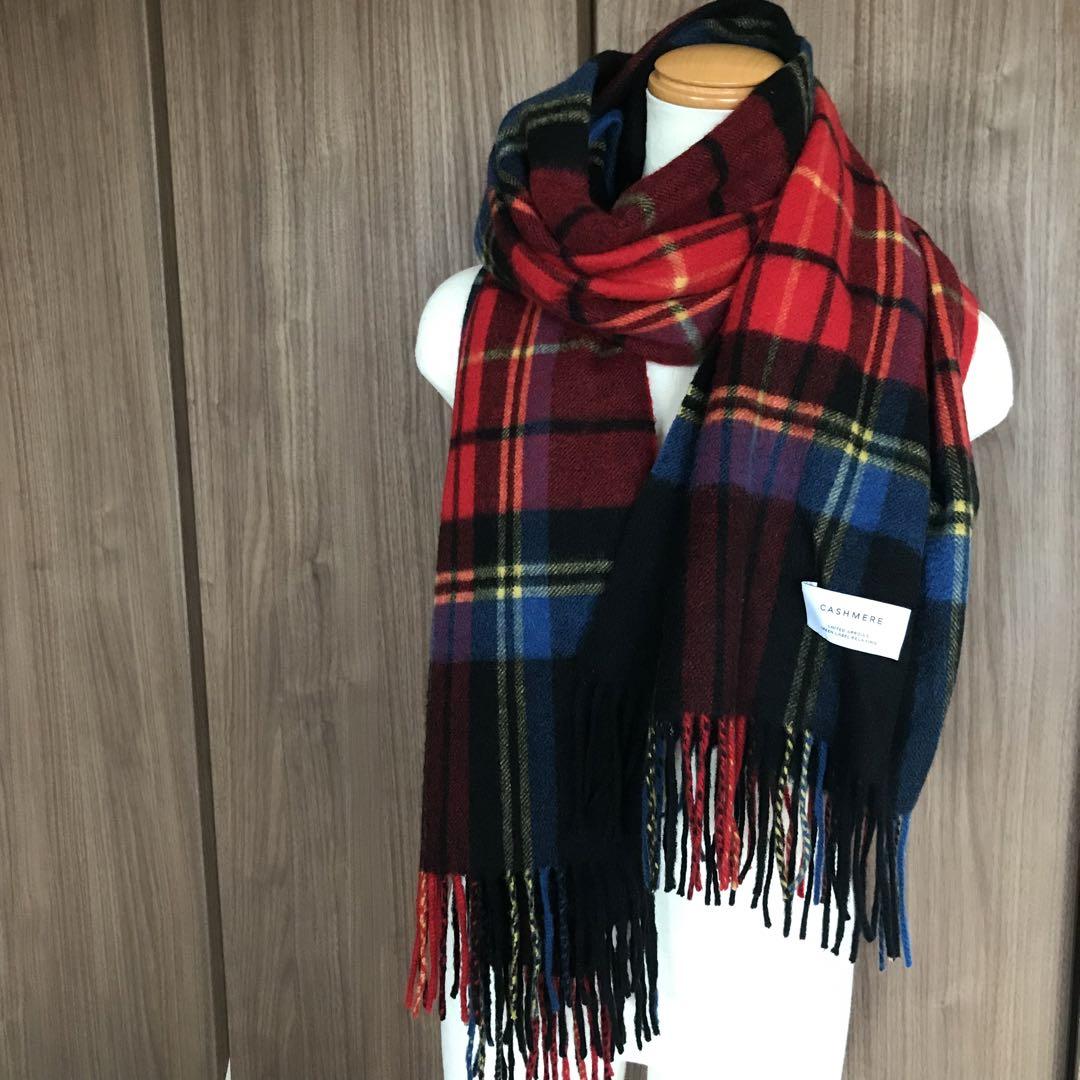 美品　ユナイテッドアローズ　大判　カシミヤ100% ストール　マフラー　チェック