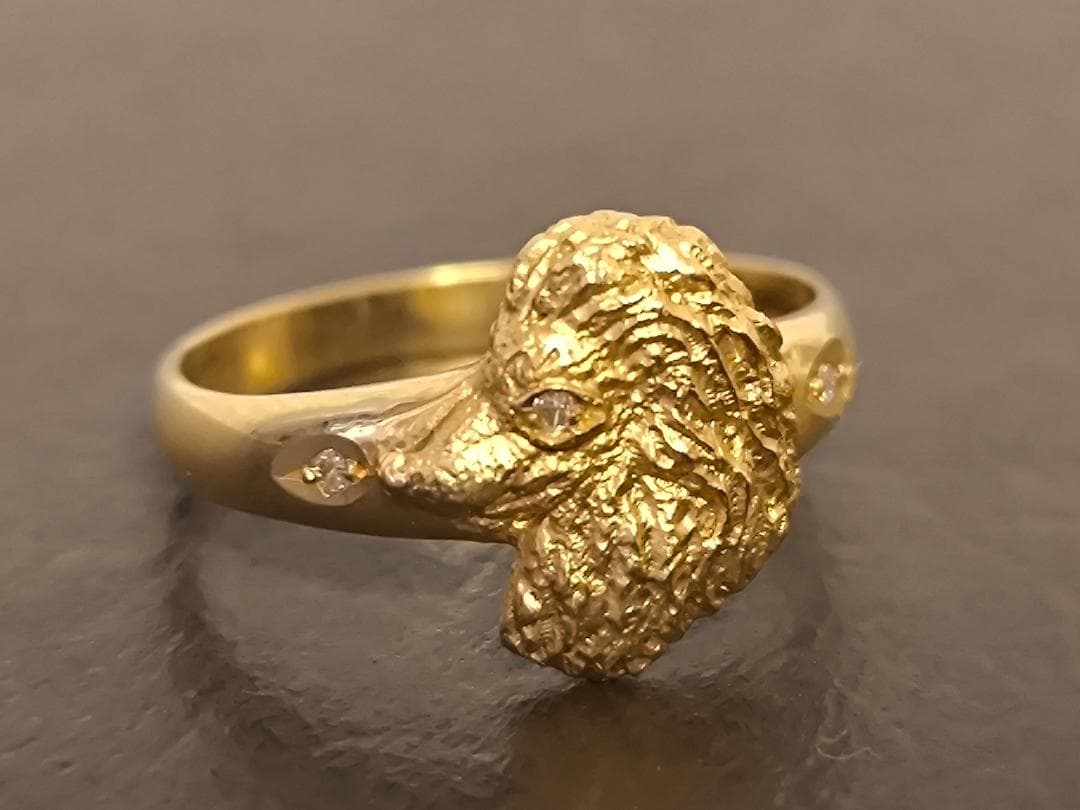 ヴィンテージ プードル 犬のモチーフ　K18 金 ゴールド ダイヤモンド リング