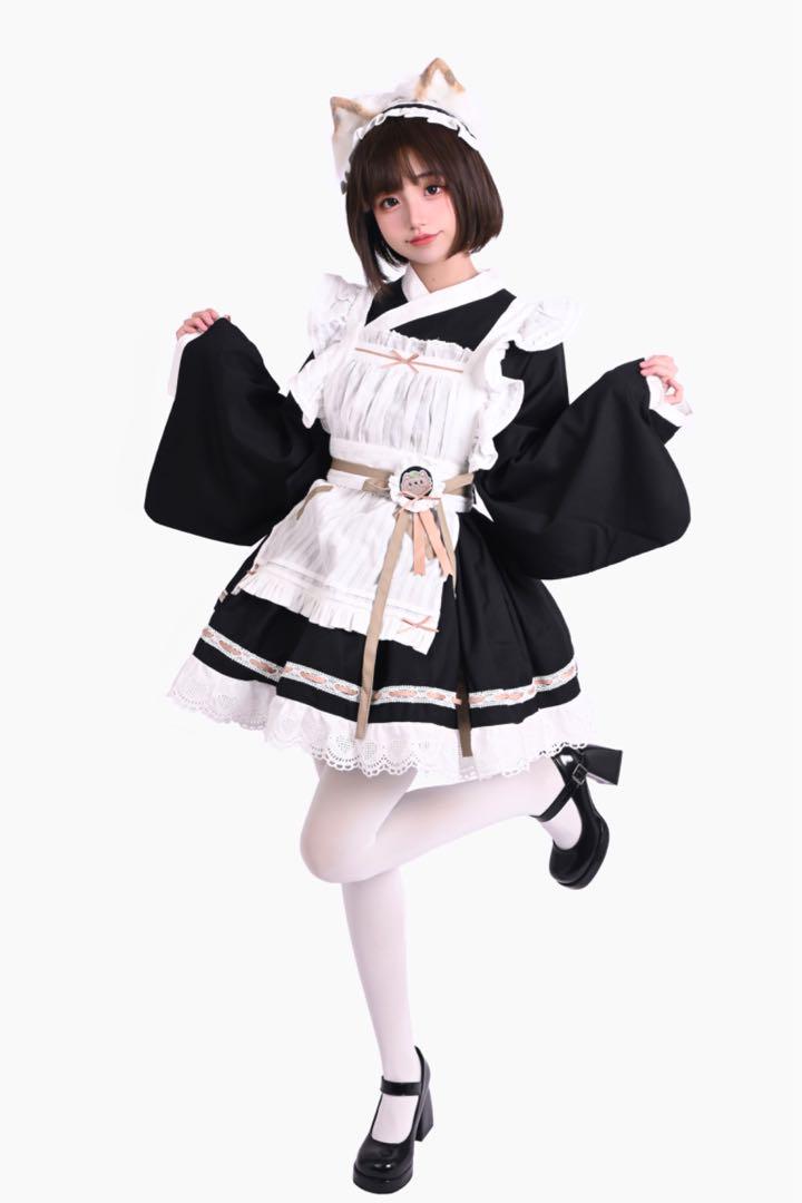 猫猫メイド喫茶店　たぬき和風メイド服　コスプレ