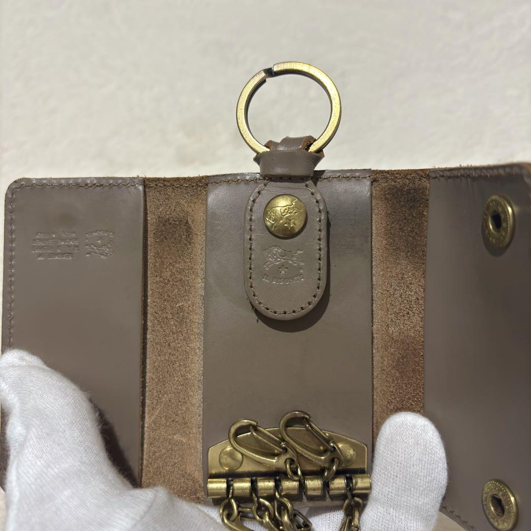 IL BISONTE キーケース 本革 6連 グレージュ 男女兼用 イタリア製