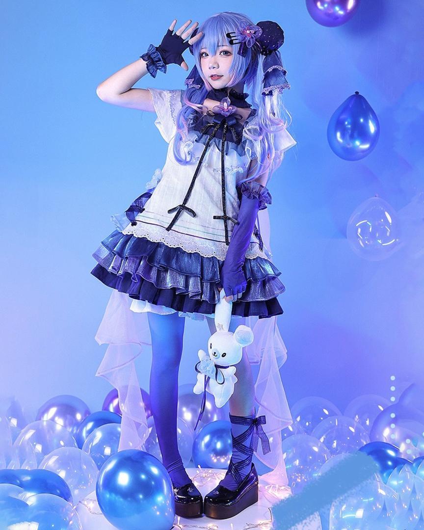 ◆ 初音ミク コスプレ 紫 ブルーベリー ワンピース ボーカロイド 衣装
