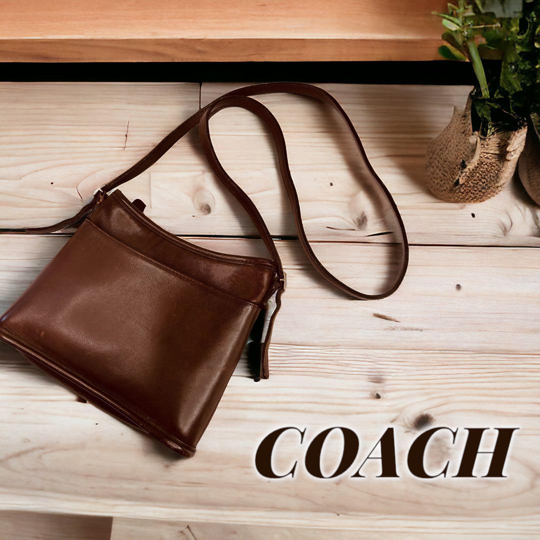 COACH オールドコーチ ショルダーバッグ オールレザー ブラウン.