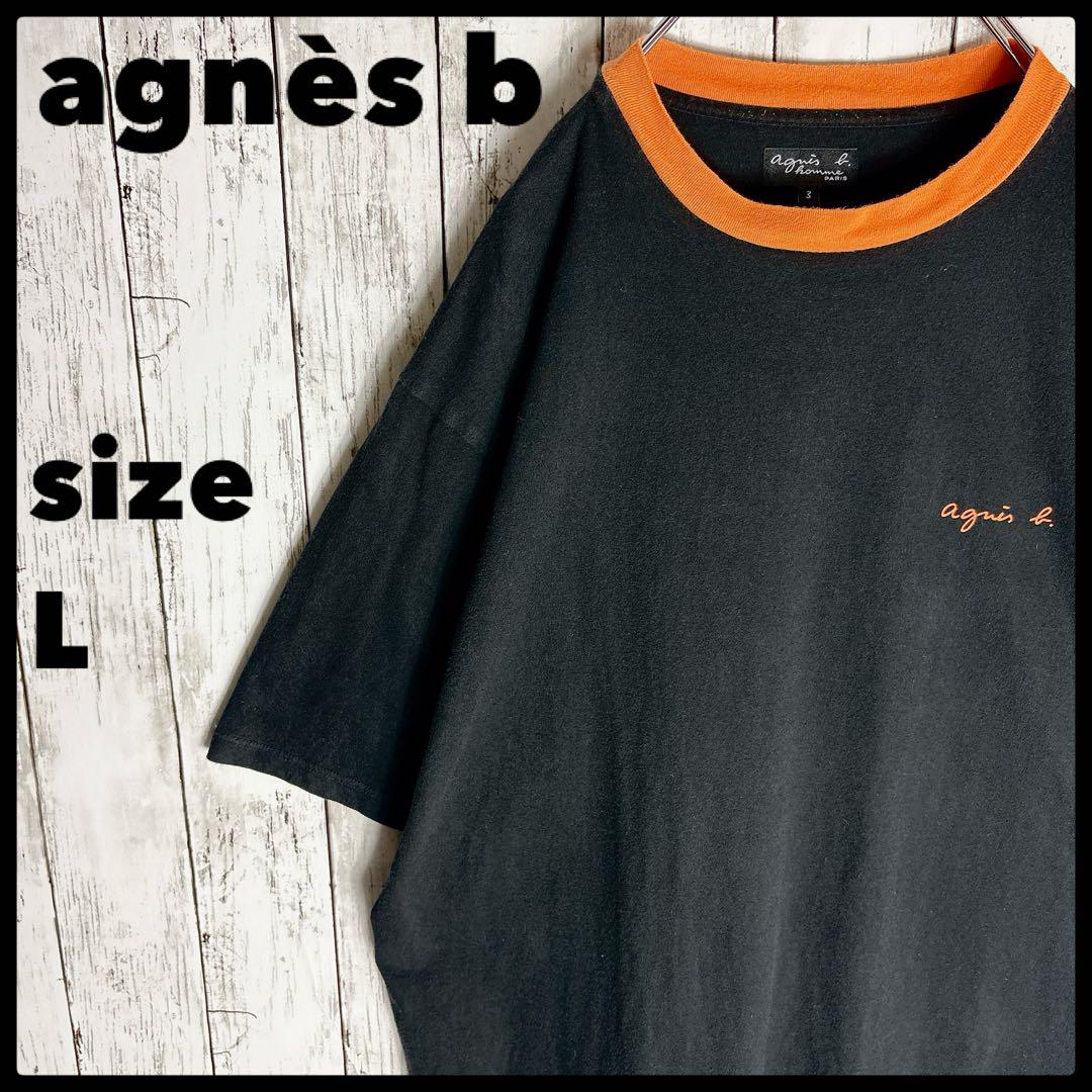 アニエスベー tシャツ 胸ロゴ XL相当 ブラック黒 ブランド古着agnès b