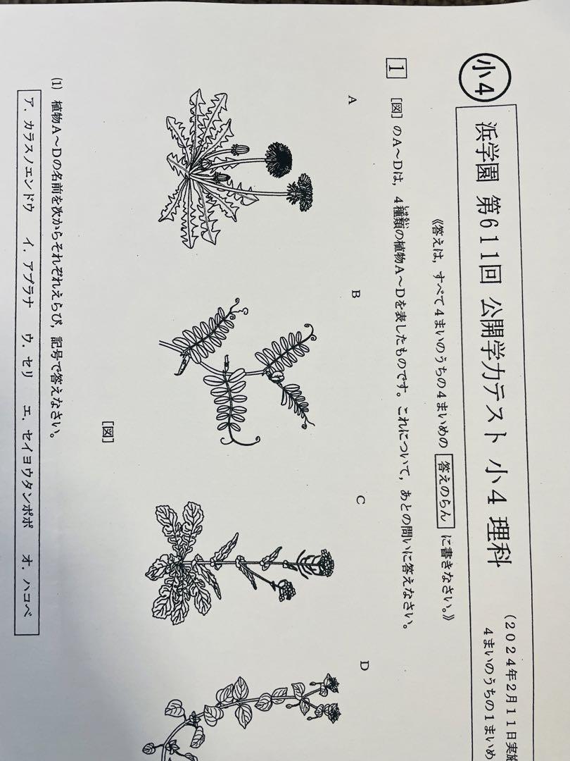 2022年〜2024年 浜学園 公開学力テスト 小4 4科目 3年分