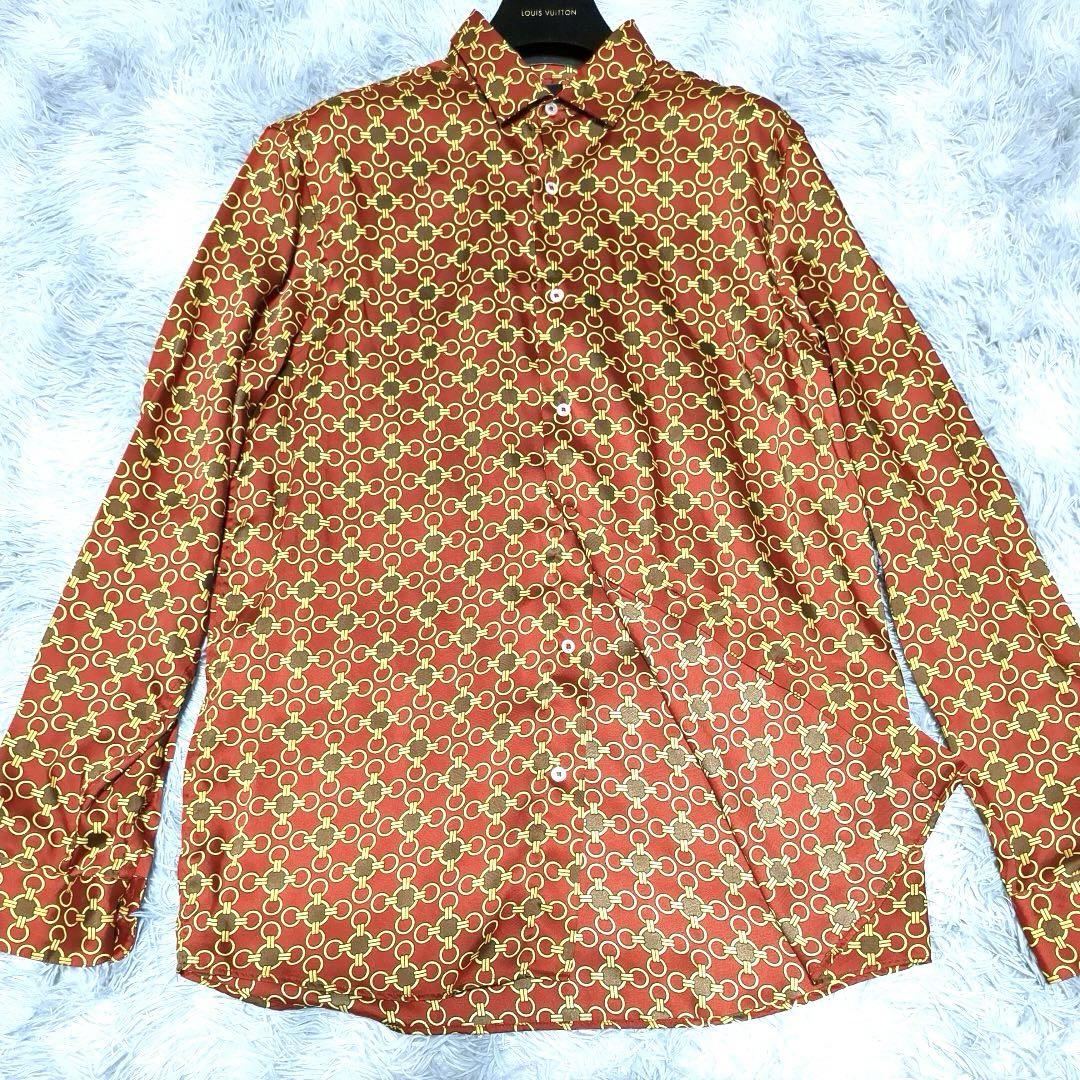 未使用級美品 ZARAザラ バロックシャツ M 光沢あり スカーフ柄