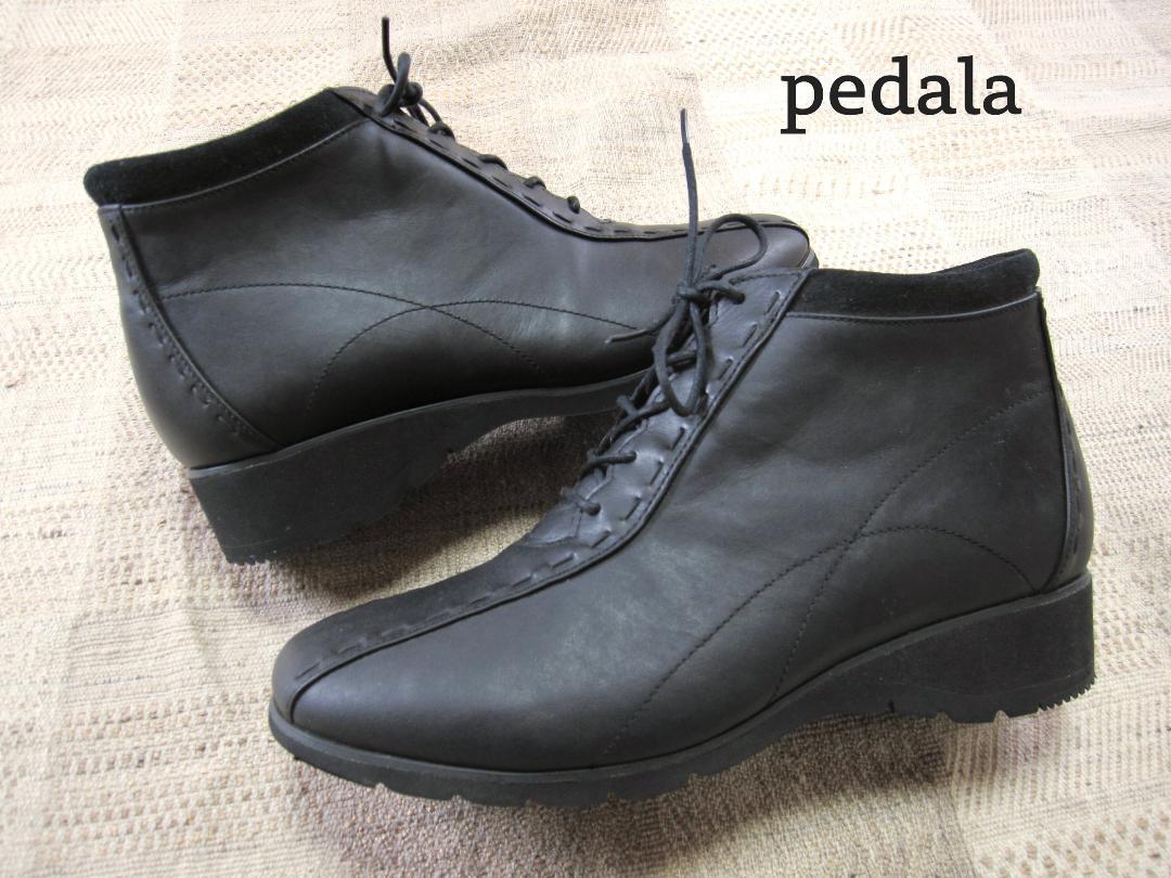【美品】pedala サイドジッパー ハイカット レザーブーツ