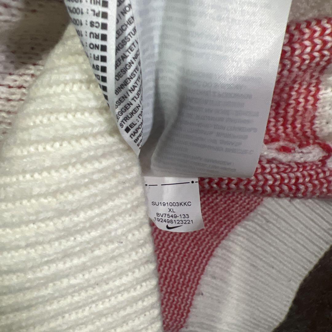 【美品】NIKE supremeコラボ　ニット　セーター　ホワイト　レッド