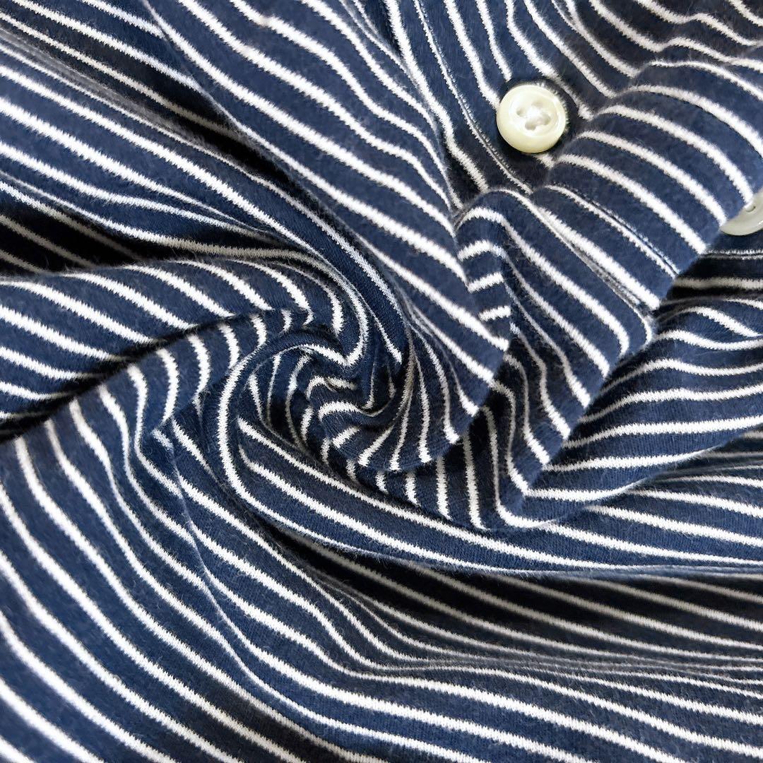 POLO RALPH LAUREN ニットドレスシャツ ストライプ M 刺繍