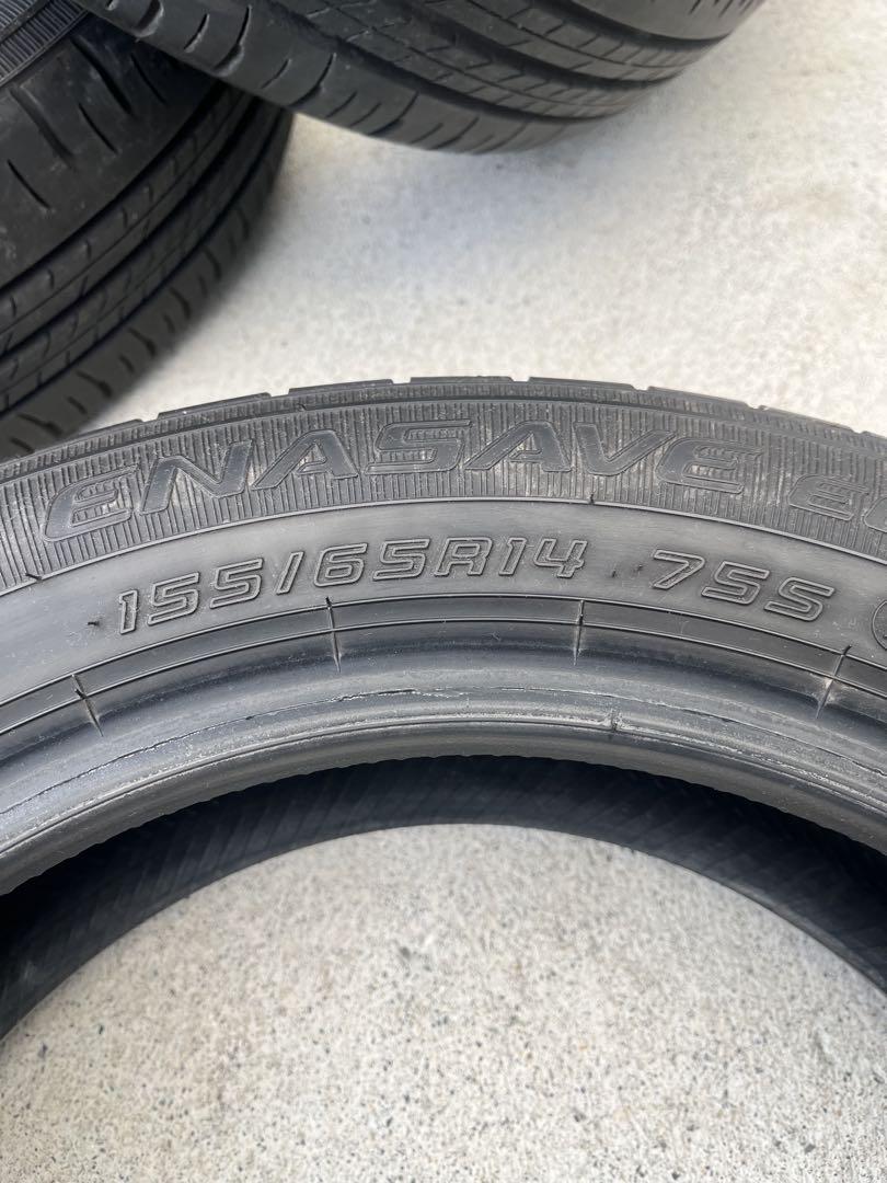 送料込み155/65r14DUNLOP エナセーブ21年製造4本セットバリ山
