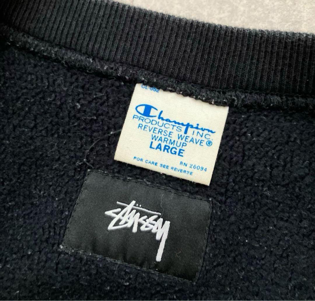 STUSSY × Champion コラボ リバースウィーブ ロゴスウェット/L