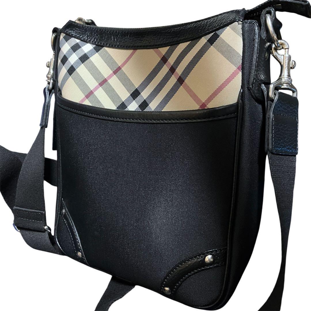 美品　BURBERRY　ノバチェック ショルダーバッグ　レザー切り替え　ナイロン