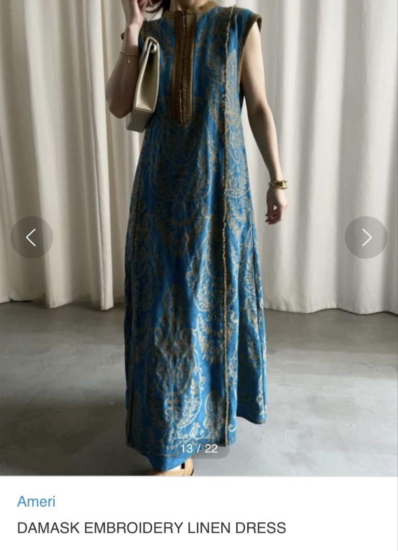 アメリヴィンテージ　DAMASK EMBROIDERY LINEN DRESS Ameri（アメリ）の「DAMASK EMBROIDERY LINEN DRESS（ワンピース