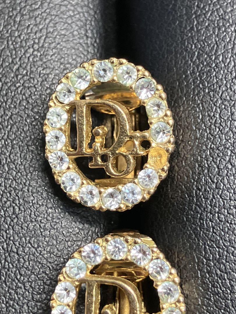 【Christian Dior/ディオール】ラインストーン オーバルイヤリング