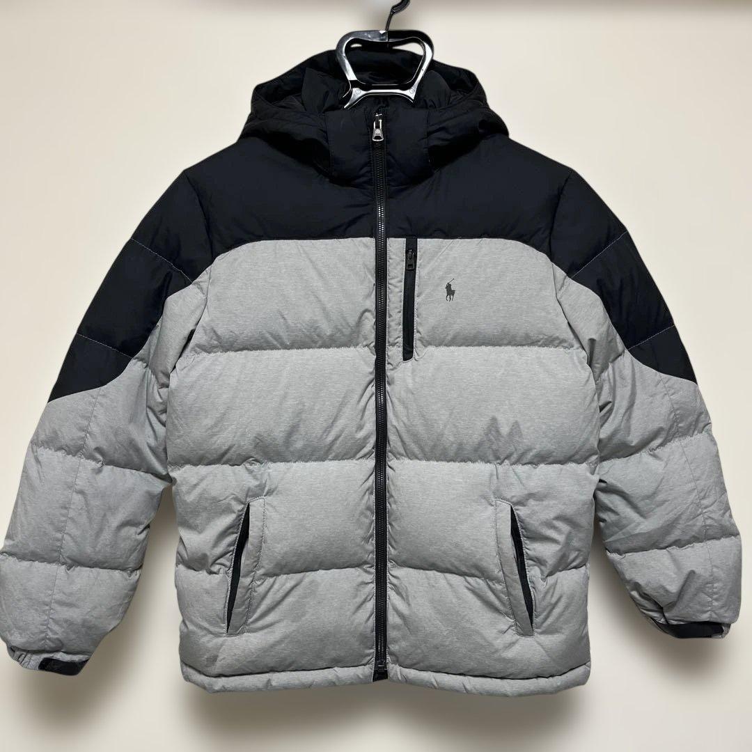 ポロラルフローレン フード付きダウンコート グレーと黒160cm・POLO RALPH LAUREN