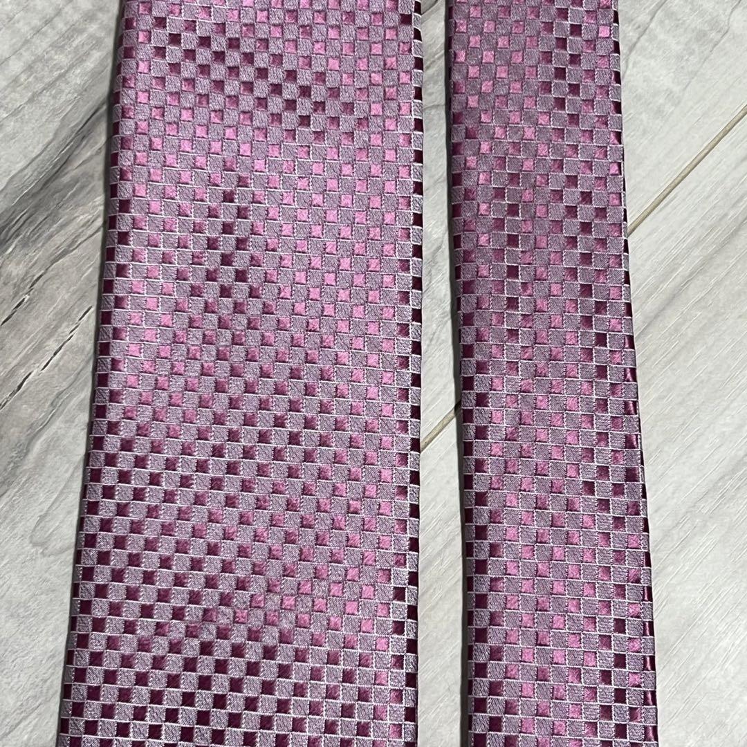 ルイヴィトン/LOUIS VUITTON チェック柄ネクタイ 紫色 3.5