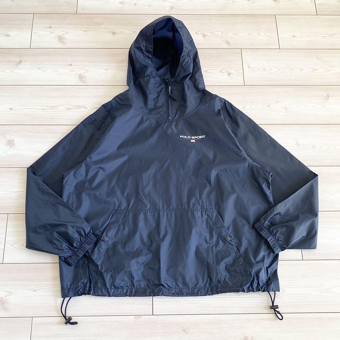 希少 90s ポロスポーツ リップストップナイロン フーデッドジャケット L