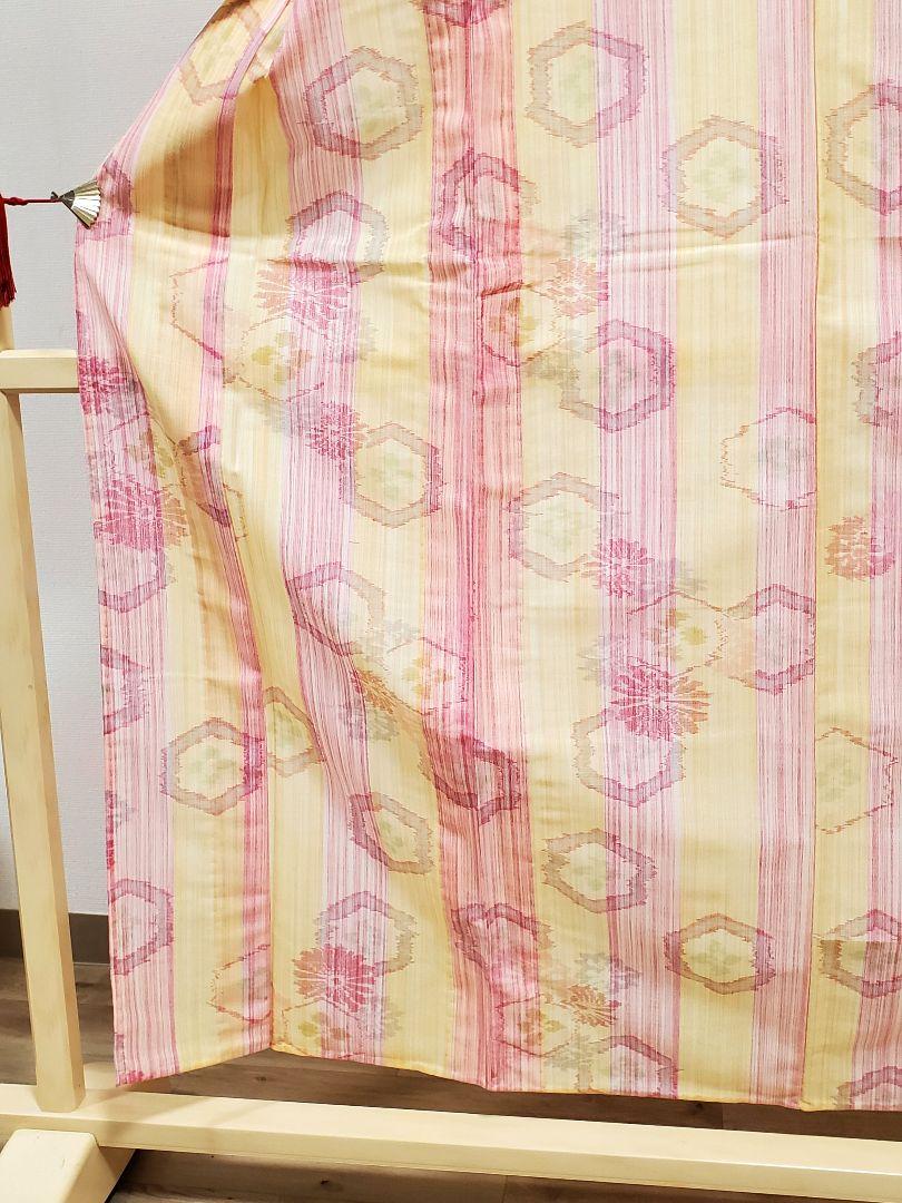 A 美品 夏物 紋模様 ストライプ 綿 薄物 夏用 絽 紗 小紋 着物 A 美品 夏物 紋模様 ストライプ 綿 薄物 夏用 絽 紗 小紋 着物