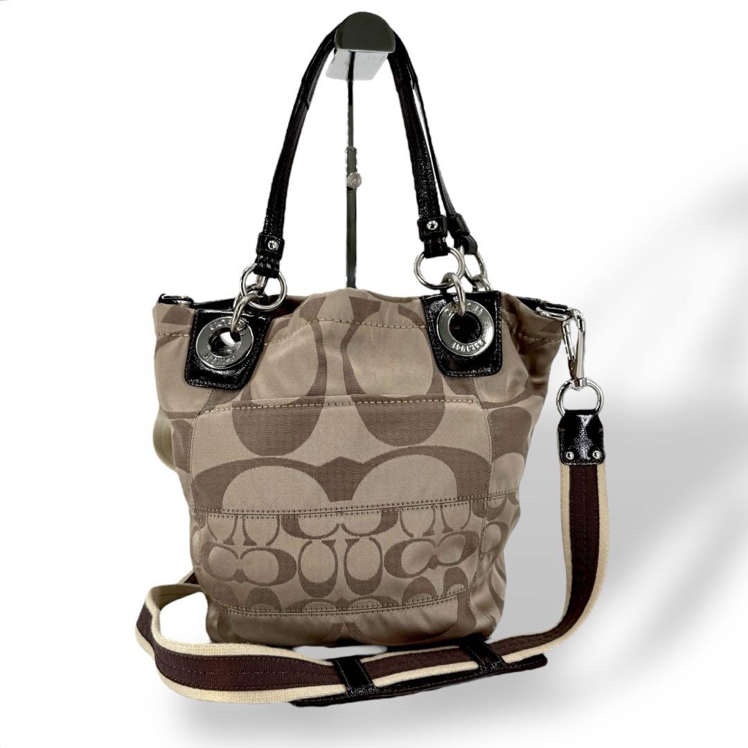 《美品》coach コーチ トートバッグ 2way キャンバス シグネチャー