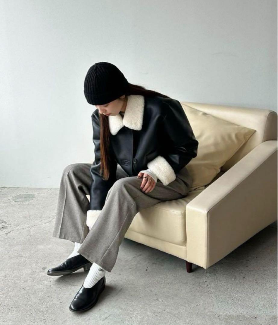CLANE - レザーショートコート - VEGAN LEATHER BOA SHORT