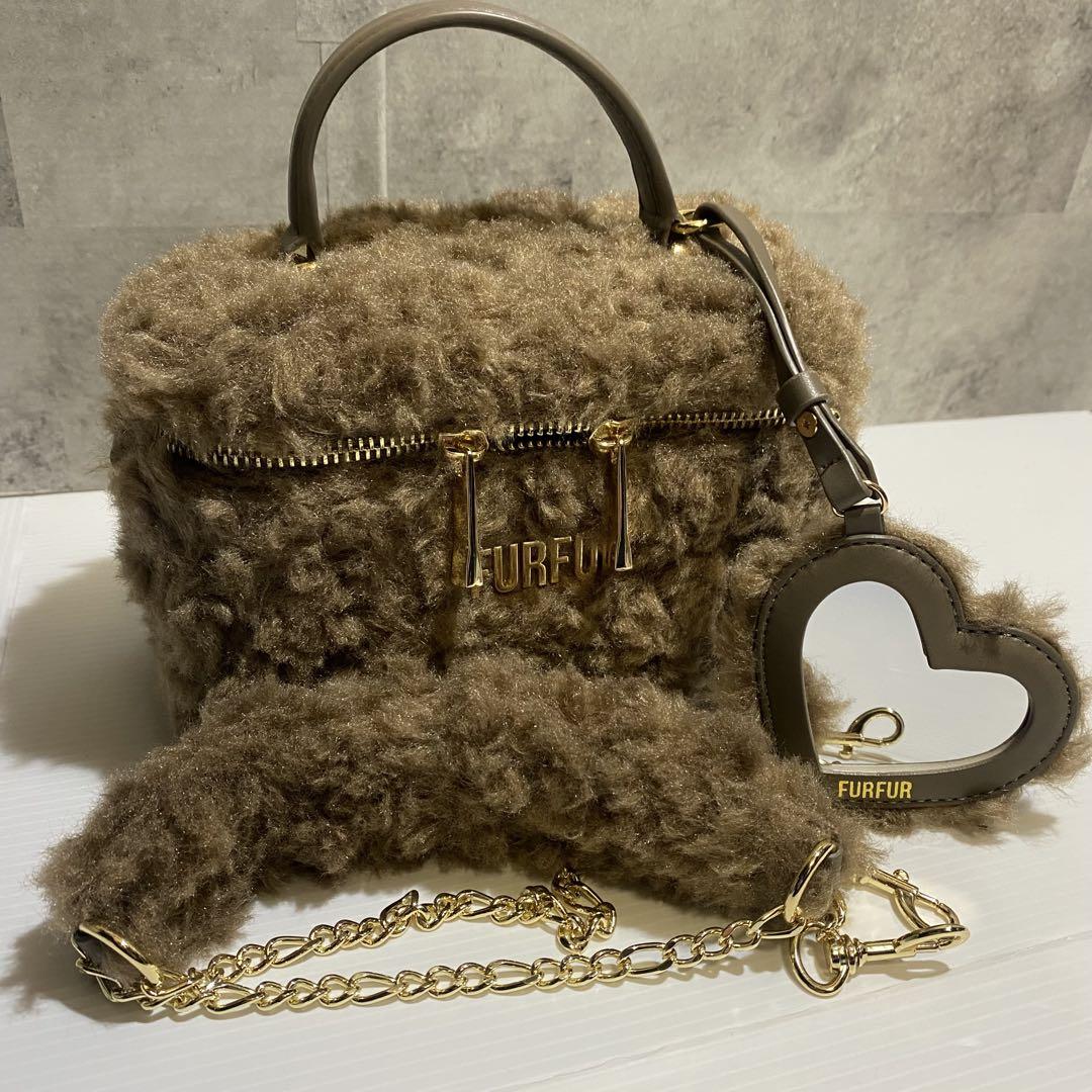 【極美品】FURFUR エコファーバニティ ショルダーバッグ ブラウン
