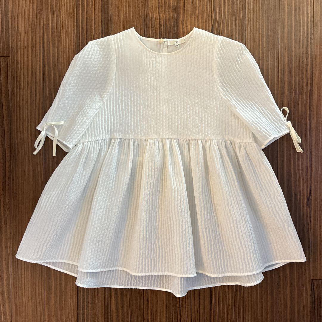 【極美品】yori ヨリ フクレフレアブラウス 半袖ブラウス 38 白 ホワイト 【極美品】yori ヨリ フクレフレアブラウス 半袖ブラウス 38 白 ホワイト