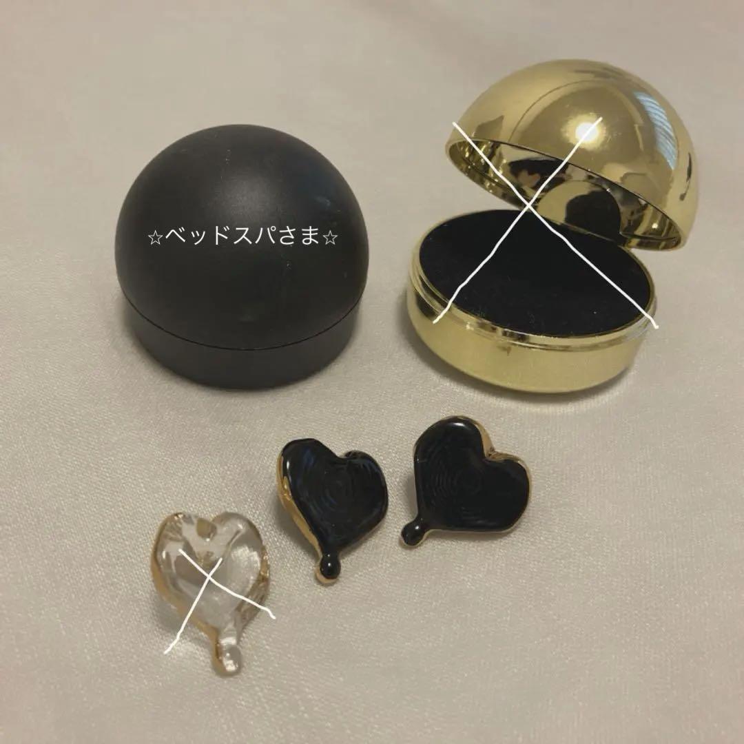 ルーチェマッキア　ピアス　ハート　ガラス　ブラック