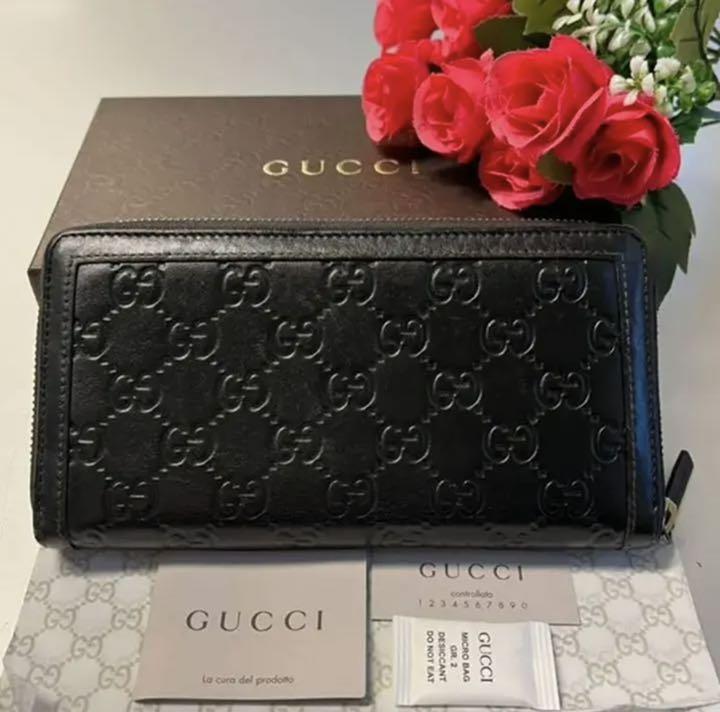 国産高品質 新品同様‼️ グッチ GUCCI 財布 長財布 シマレザー ラウンドファスナー CowPz-m65105848639 大得価高品質