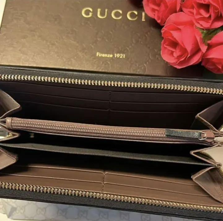 国産高品質 新品同様‼️ グッチ GUCCI 財布 長財布 シマレザー ラウンドファスナー CowPz-m65105848639 大得価高品質