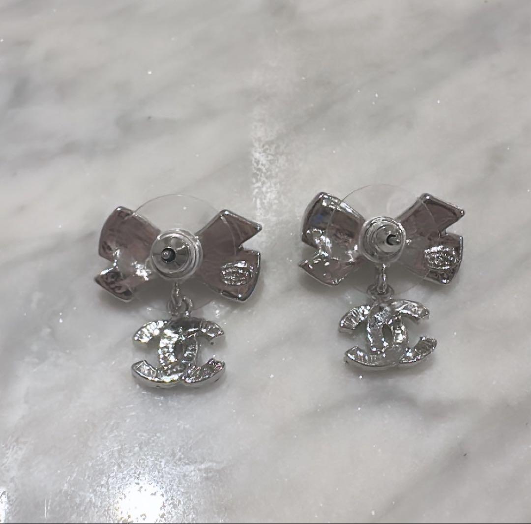 CHANEL ヴィンテージピアス ラインストーン シルバー