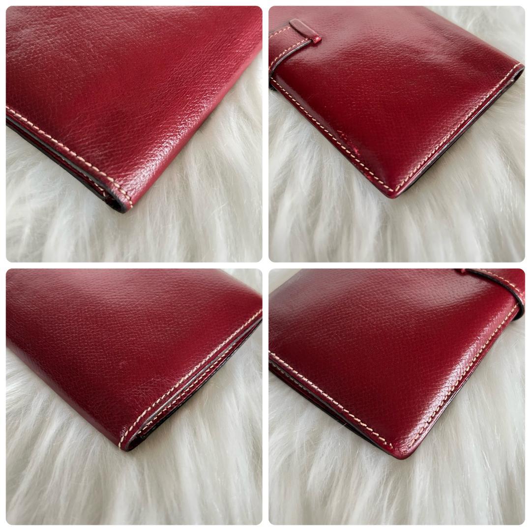 エルメス ベアンスフレ Hロゴ 長財布 レッド系 HERMES